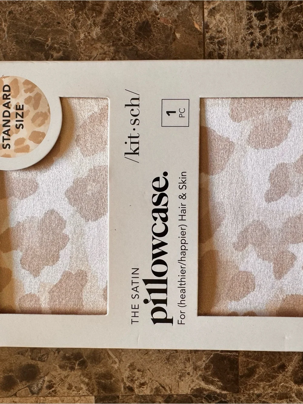 Kitsch Satin Pillowcase - Beige & White Leopard Print - New In Box